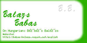 balazs babas business card